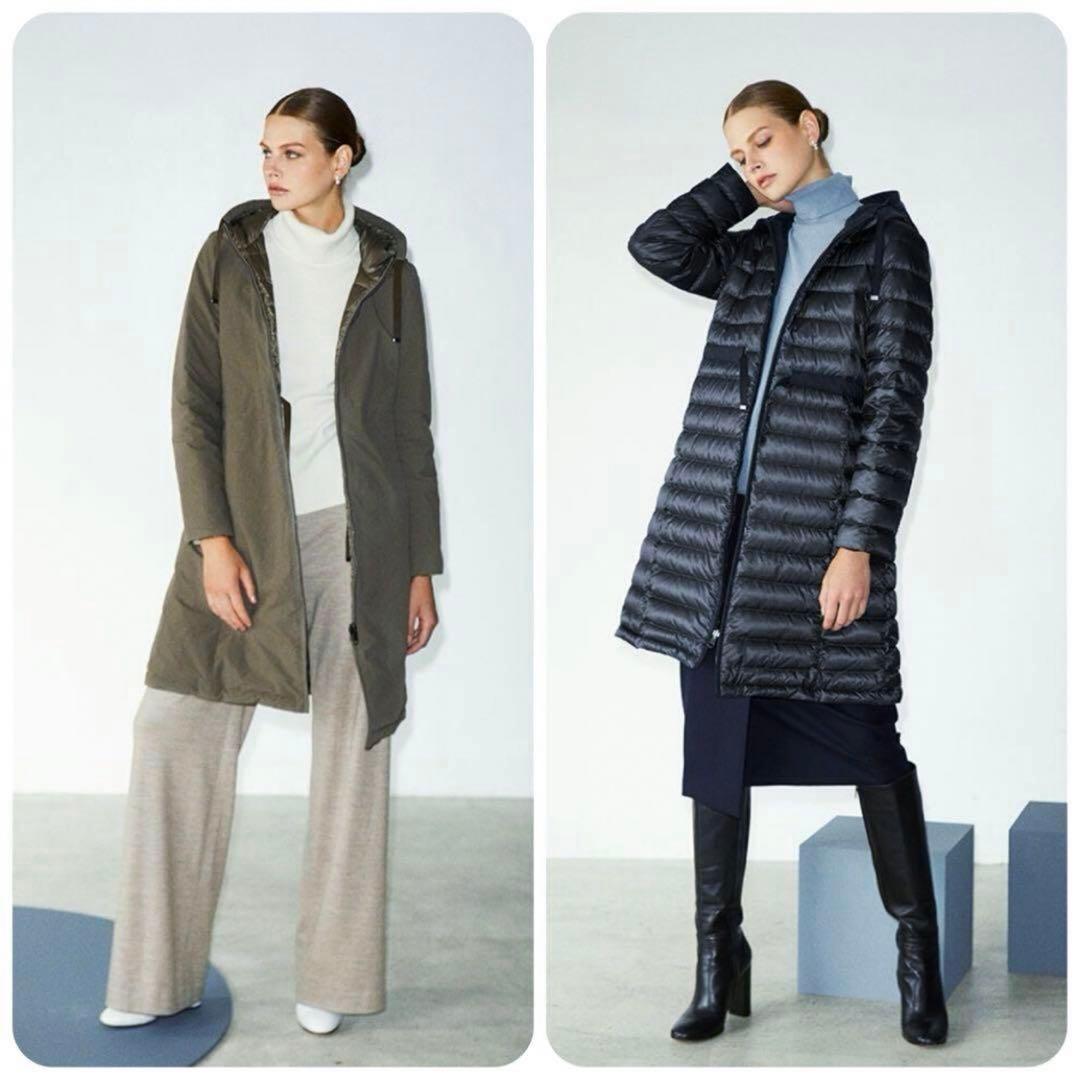 美品☆極暖 セオリーリュクス リバーシブルダウンコート フード