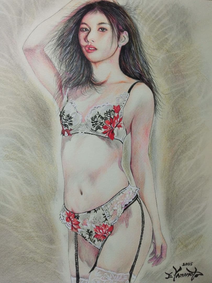 裸婦、美人画、絵画6号、しなりS山本英二、真作、肉筆、高塚省吾