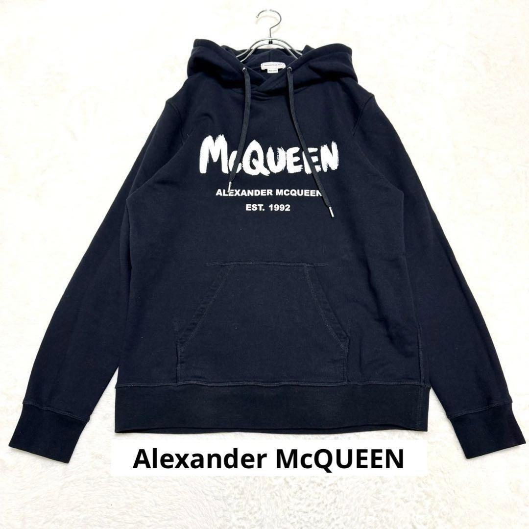 アレキサンダー マックイーン グラフィティロゴ パーカー フーディ ブラック