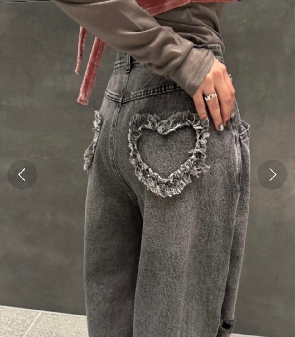 AMERI HEART PATCH DAMAGE DENIM PANTS - メルカリ