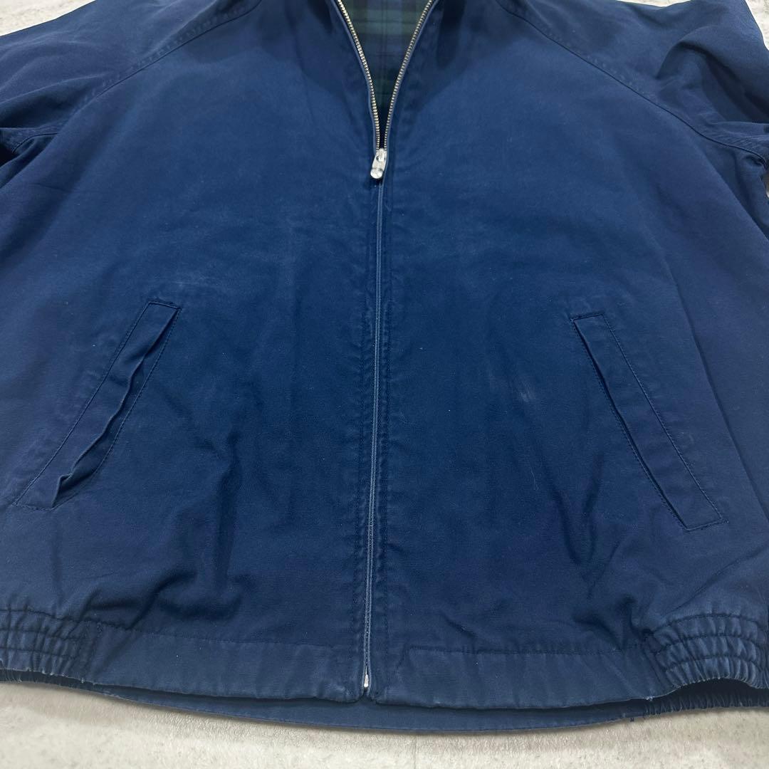 VAN JACKET】スウィングトップ アーチロゴ 裏地チェック 紺 L
