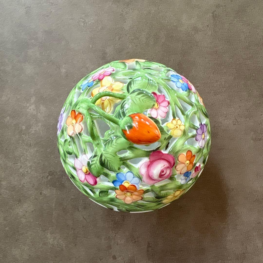 ヘレンド ボンボニエール ファンタジーシリーズ いちご 小花柄 透かし