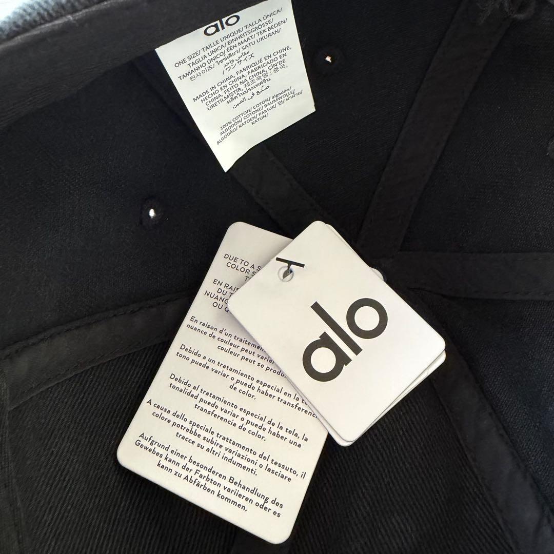 alo YOGA キャップ ウォッシュドブラック ベースボールキャップ