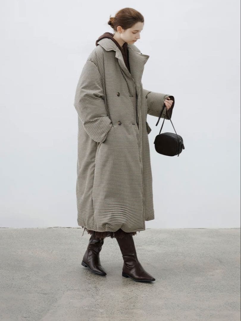 tageechita】クラシカルチェックダウンコート - メルカリ