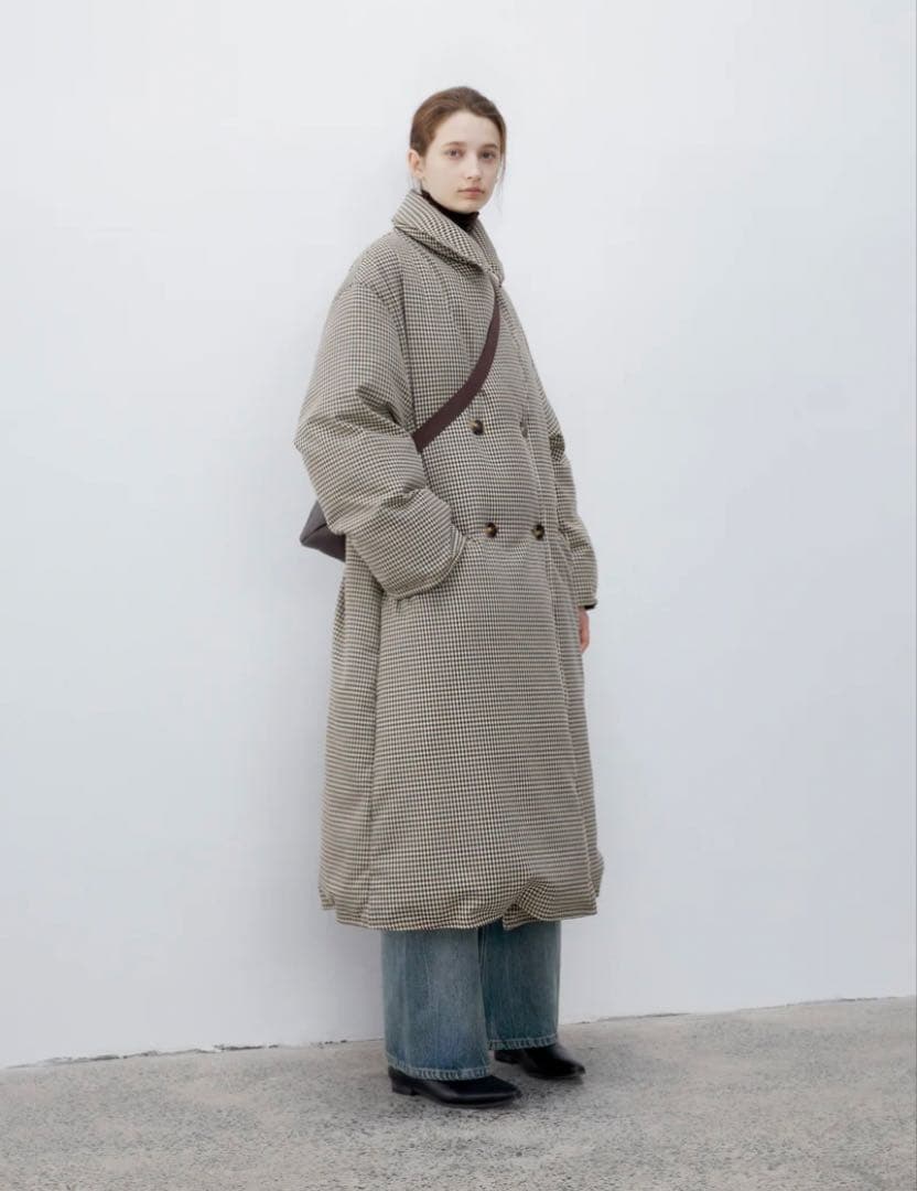 tageechita】クラシカルチェックダウンコート - メルカリ