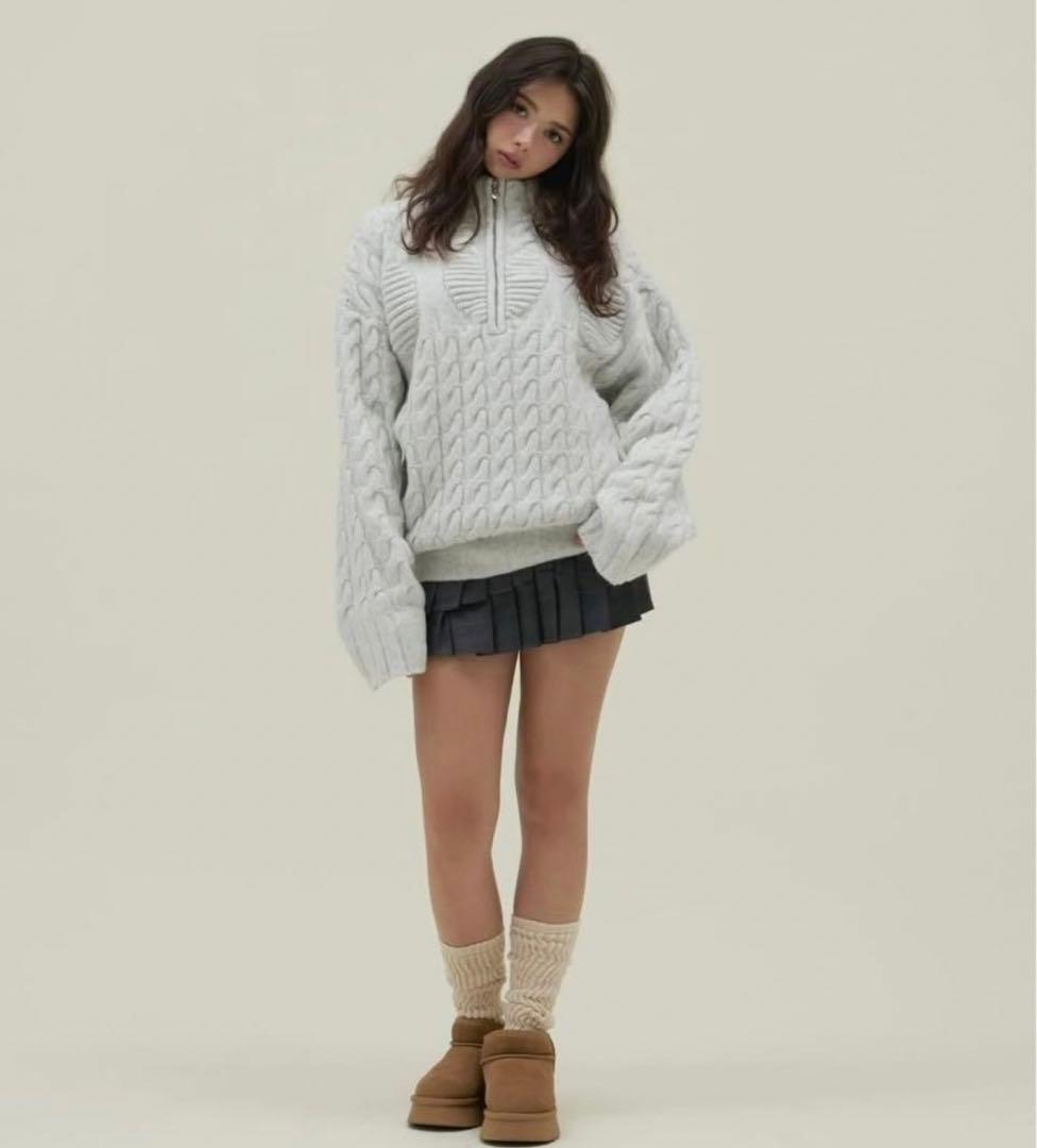 トップス Heart loose knit gray