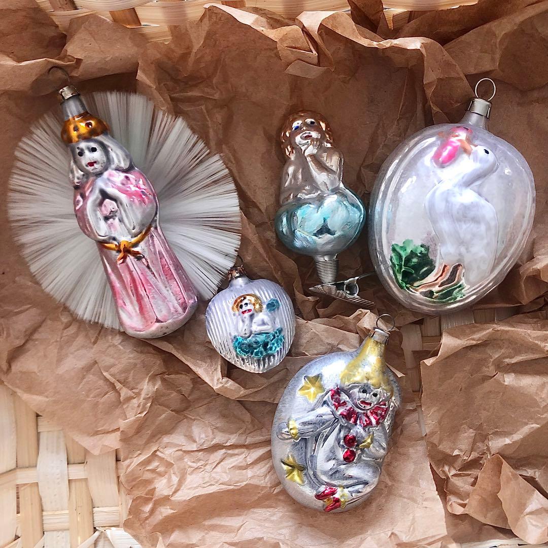 ドイツ製　ガラスオーナメント　クリスマスオーナメント　６点　アスティエ　おまとめ