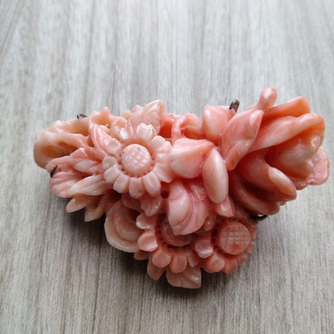 デザイン 珊瑚 ブローチ 31.9g