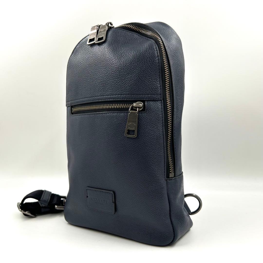 COACH 290 コーチ ボディバッグ ペブルドレザー 斜め掛け ネイビー