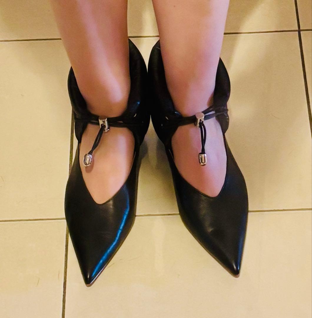 希少品 室内試し履きのみ PIPPICHIC 黒 ダウン ヒール パンプス 37