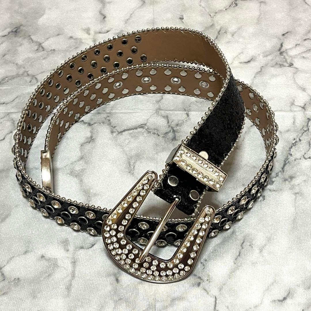 ブリンブリンベルト ブラック 黒 ラインストーン Y2K スタッズ