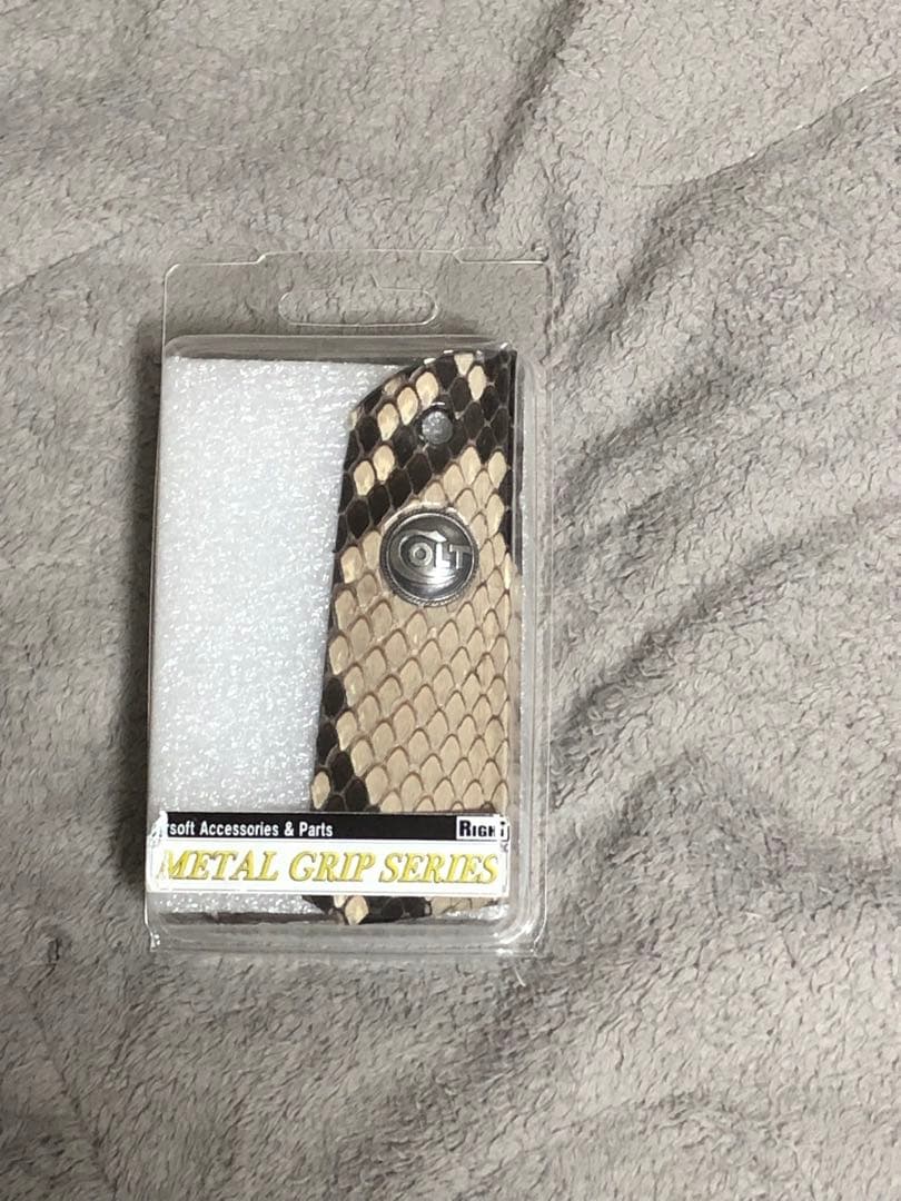 right ガバメント用メタルグリップ　スネークスキン　アンティークコンチョ