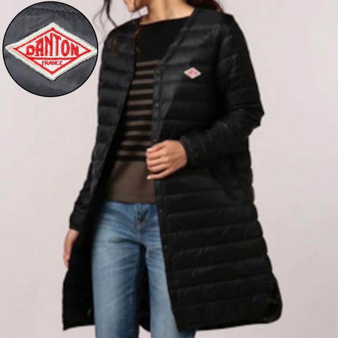 美品　DANTON ロングダウンコート　インナーダウン　コート　黒　36