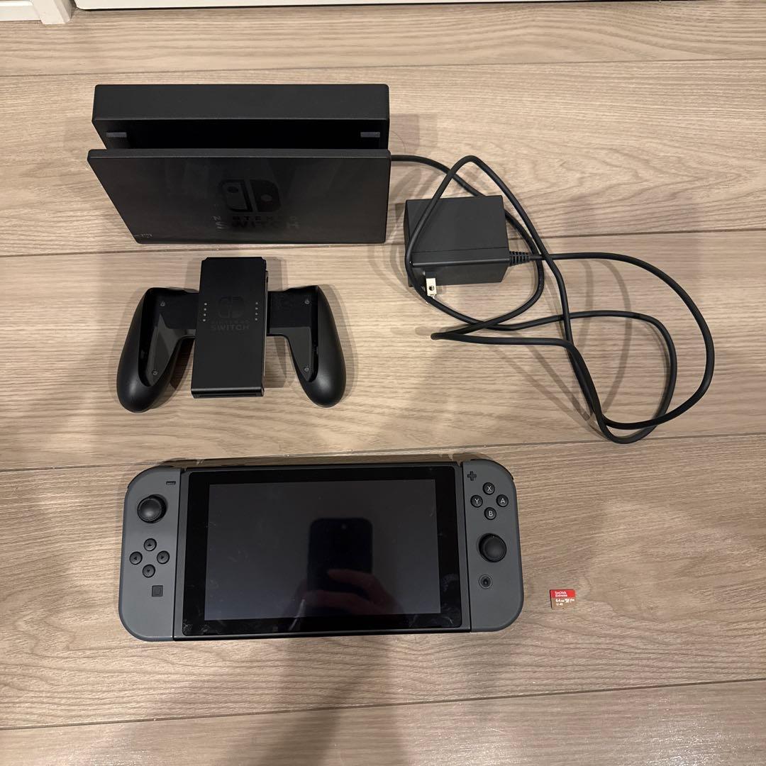 Nintendo Switch 本体 グレー ドック付き　SDカード付き Nintendo Switch グレー 本体 マイクロSDカード64GB付き｜Yahoo!フリマ