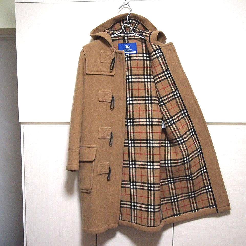 【美品★38】バーバリー ブルーレーベル　ノバチェック　ダッフルコート　キャメル