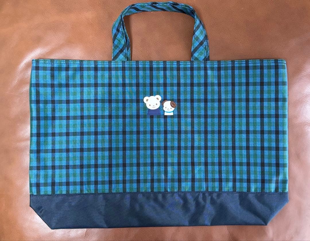 【最終値下げ】ファミリア　未使用　レッスンバッグ　青系チェック　familiar