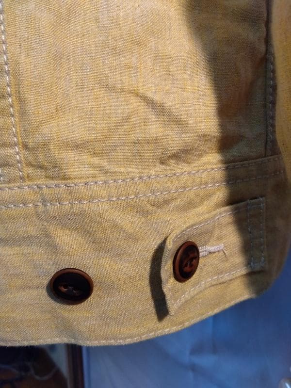 新品】45R 黄色ジャケット 星3つでサイズL 麻100％ 釦にR