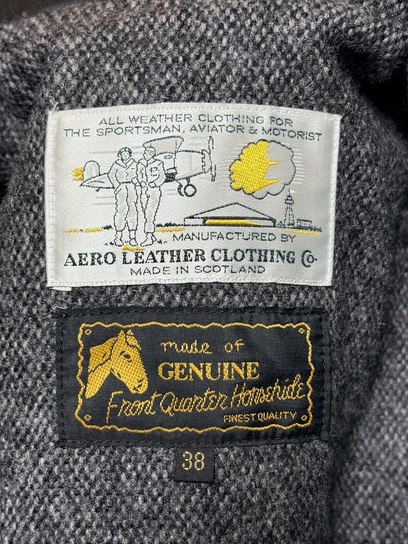 美品／J.Lサイン入】エアロレザー ハーフベルト 38 自立 ホースハイド