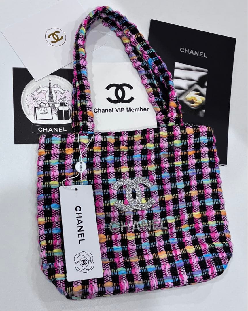 CHANEL 多色ツイードバッグ　ビジュー　シャネルノベルティ　トートバッグ