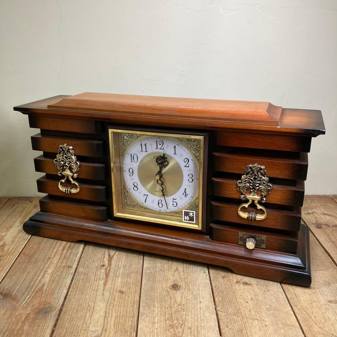 E-3 昭和レトロ シチズン 木枠 木製 置時計 目覚まし時計 置型 時計