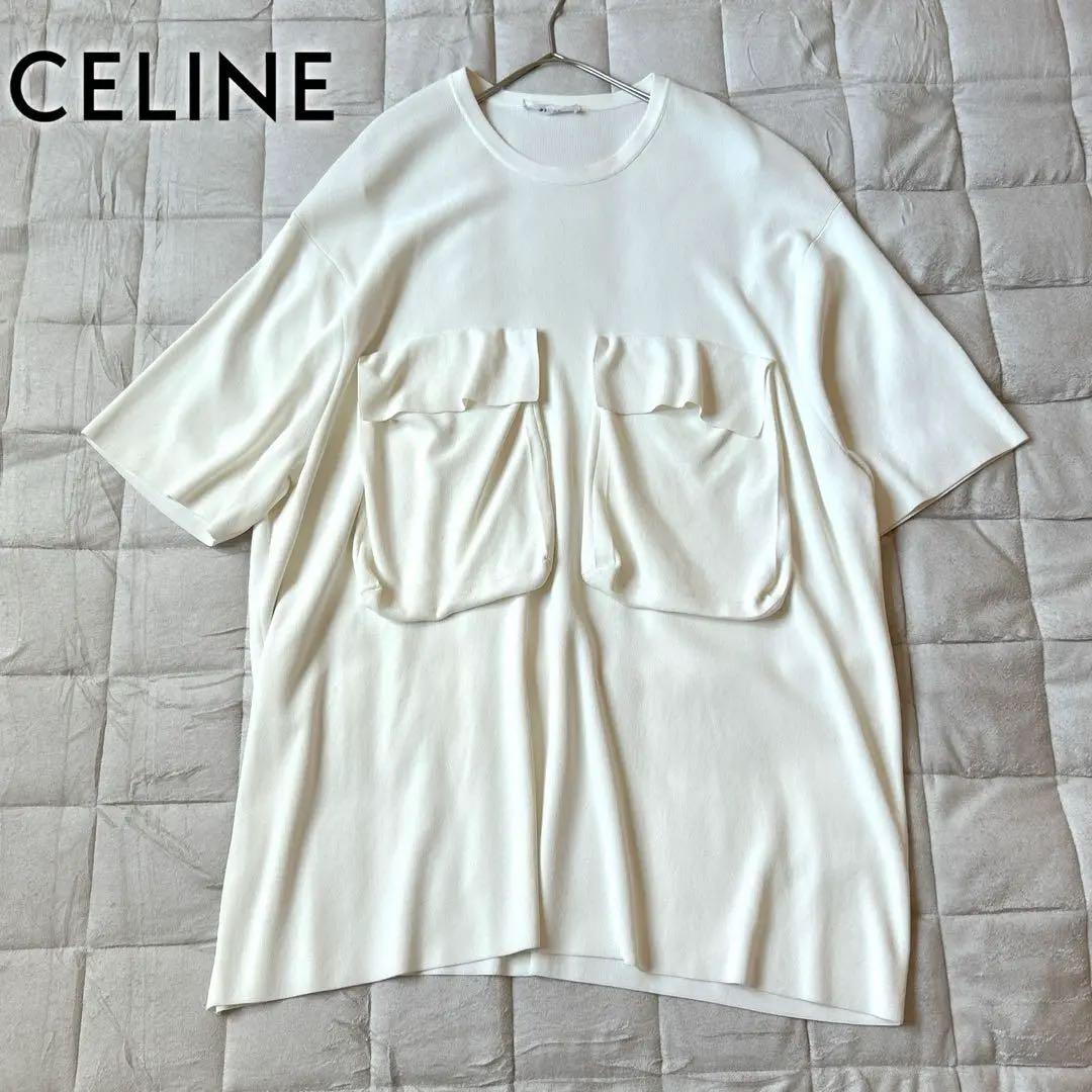 CELINE セリーヌ　オーバーサイズ ポケットニットチュニックカットソー