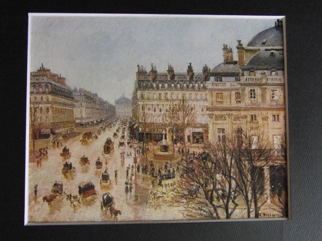 カミーユ・ピサロ、【雨のテアトル・フランセ広場】、希少な額装用画集より