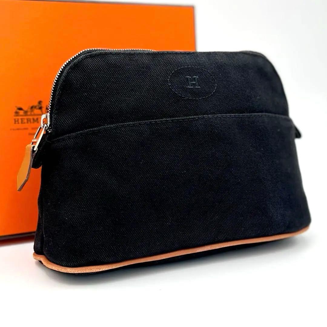 HERMES エルメス ボリード ポーチ ミニ ブラック キャンバス 黒 エルメス ボリード ポーチ ミニ ブラック キャンバス ユニセックス