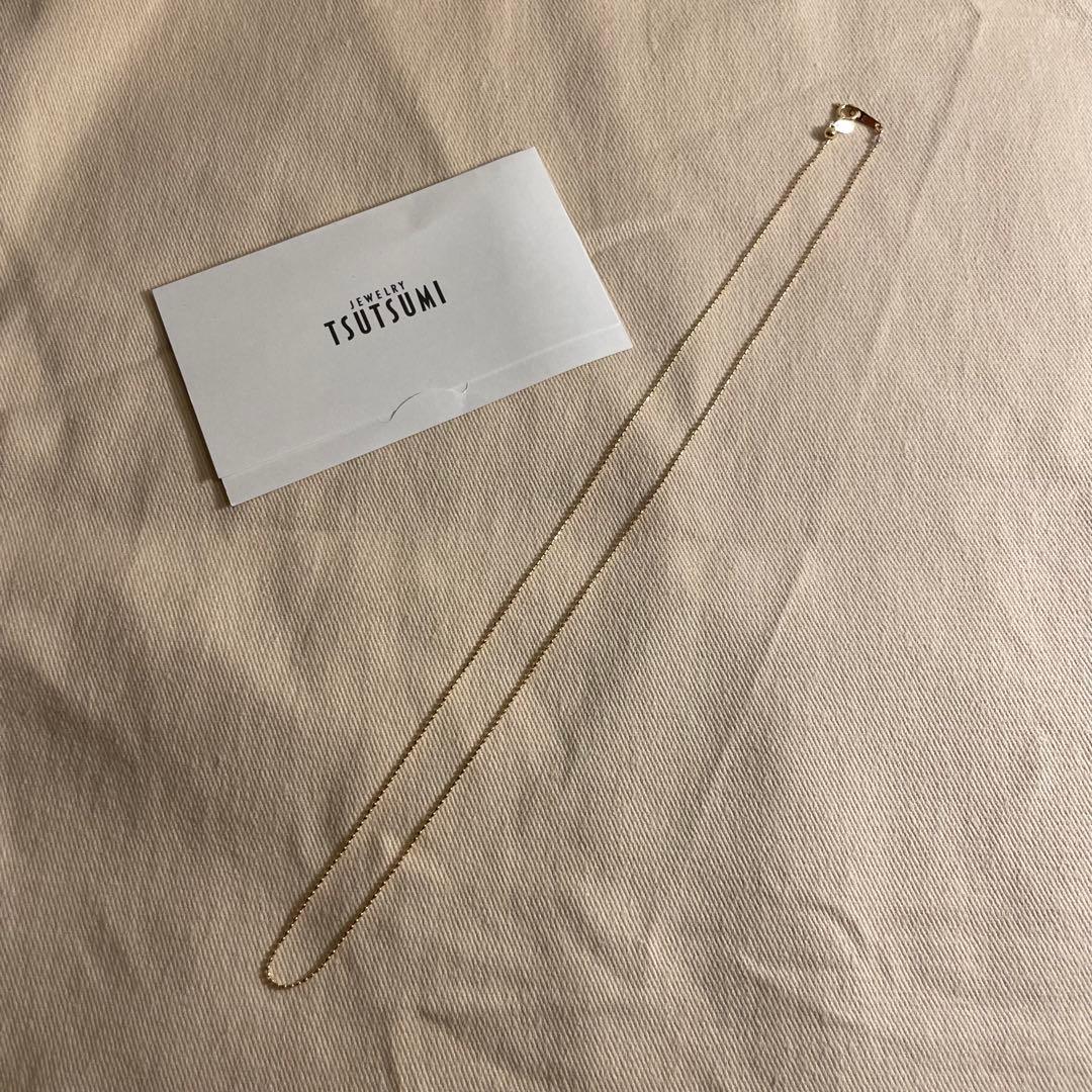 K18YG ネックレス　ボールチェーン　アジャスター付き