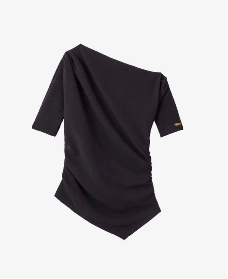 【tomo*】polaura ポローラ アシンメトリードレープトップス