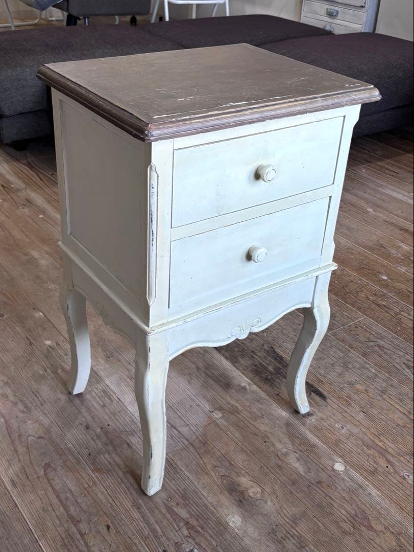 アンティーク木製チェスト 2引き出し サイドチェスト