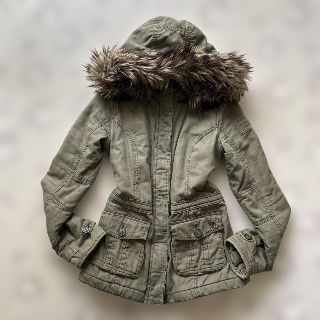 y2k 平成ギャル　ミリタリー　ダメージ加工　ボア　カーキ　ビッグフード