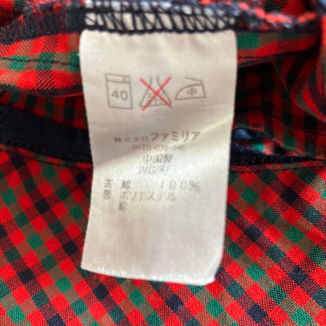 極美品familiar ジャンパースカート 赤 チェック ワンピース 100