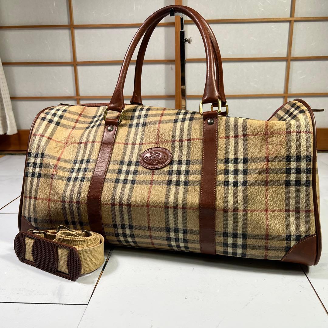 バーバリー ノバチェック ボストンバッグ ハンドバ2wayショルダー 大容量