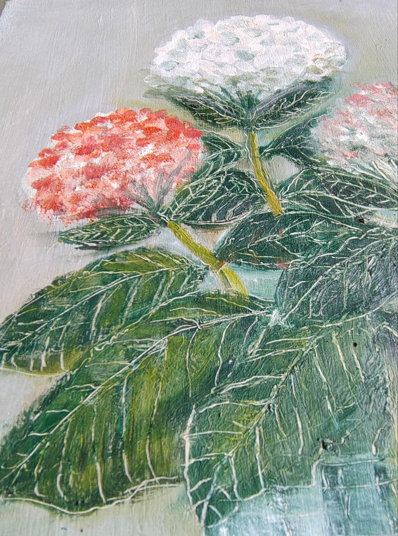 油彩原画】三色の紫陽花 F8号 - 上質な麻100%キャンバス使用 - メルカリ