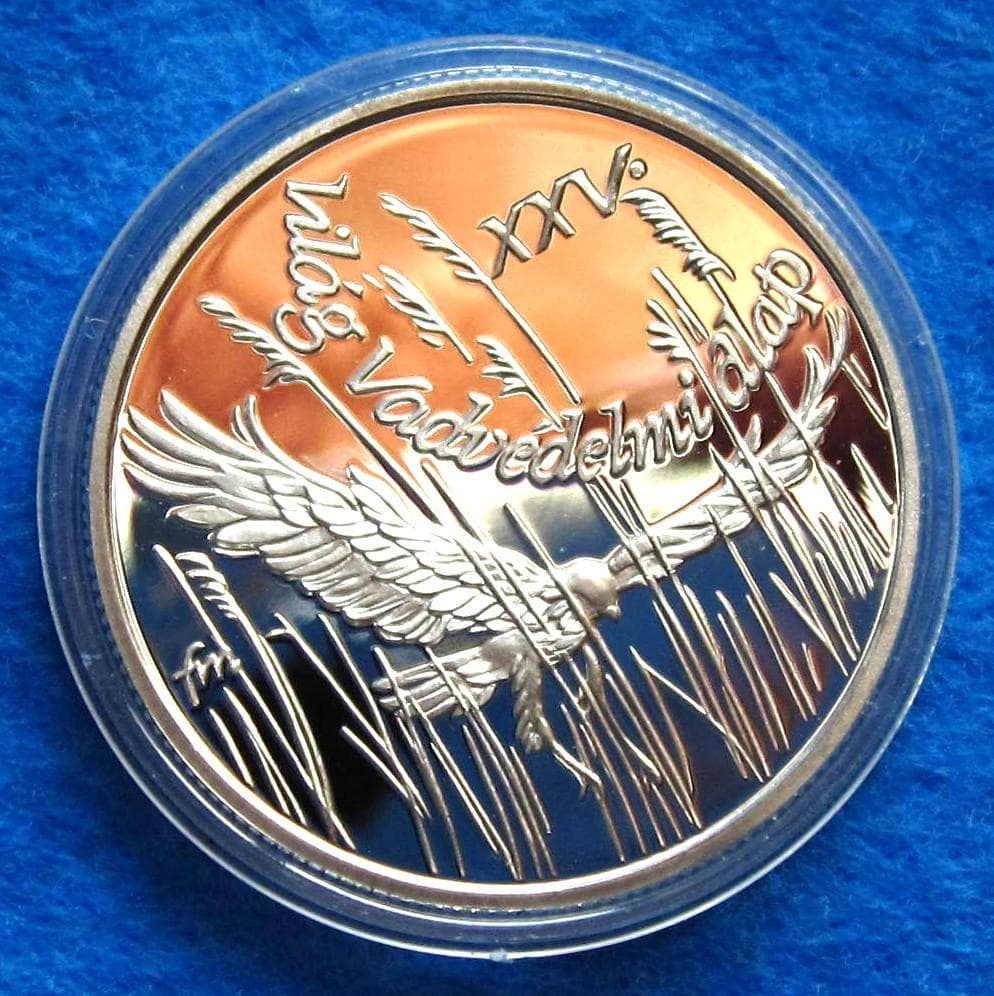 ８８年ハンガリー　WWF２５周年記念　５００フォリントプルーフ銀貨チュウヒ図１枚 1988年 ハンガリー銀貨 500フォリント WWF世界野生生物保護協会25周年