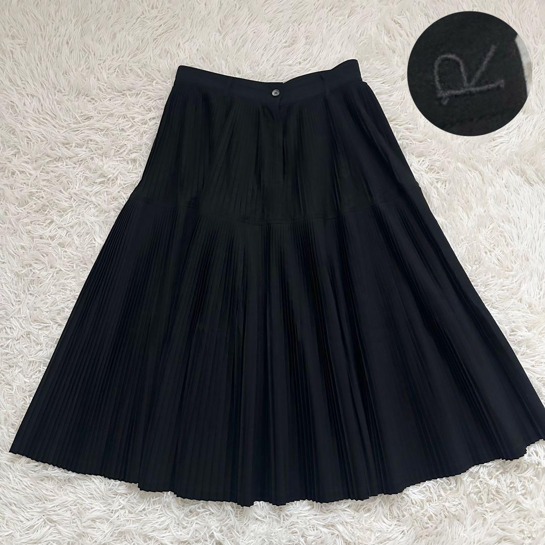 美品✨️45R ダンプ アコーディオンプリーツスカート 綿100% 黒 Lサイズ