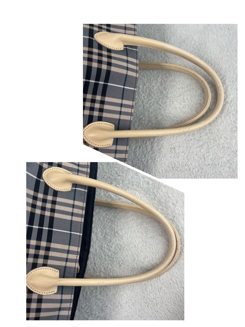 バーバリーブルーレーベル 水色 系チェック柄エコバッグ 日本製 トート