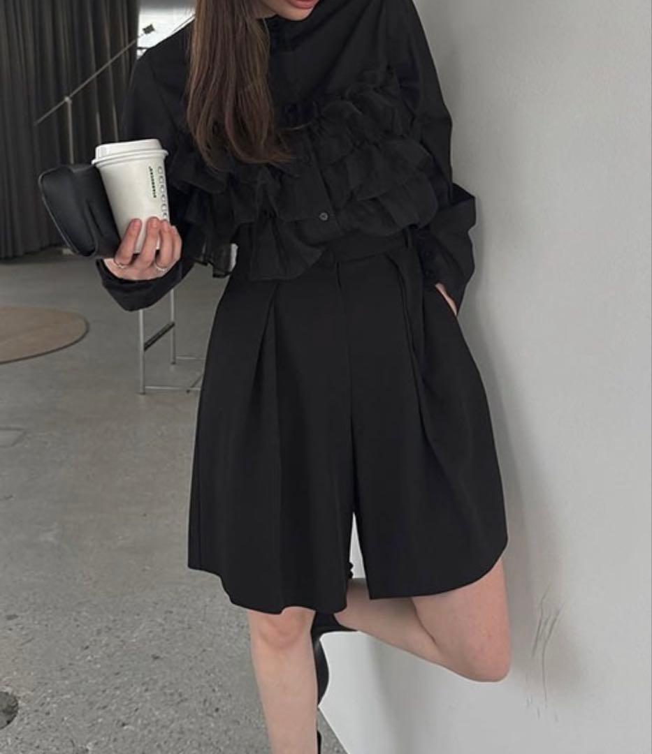 WILLFULLYオーガンジーフリルレイヤードポイントギャザースリーブSH