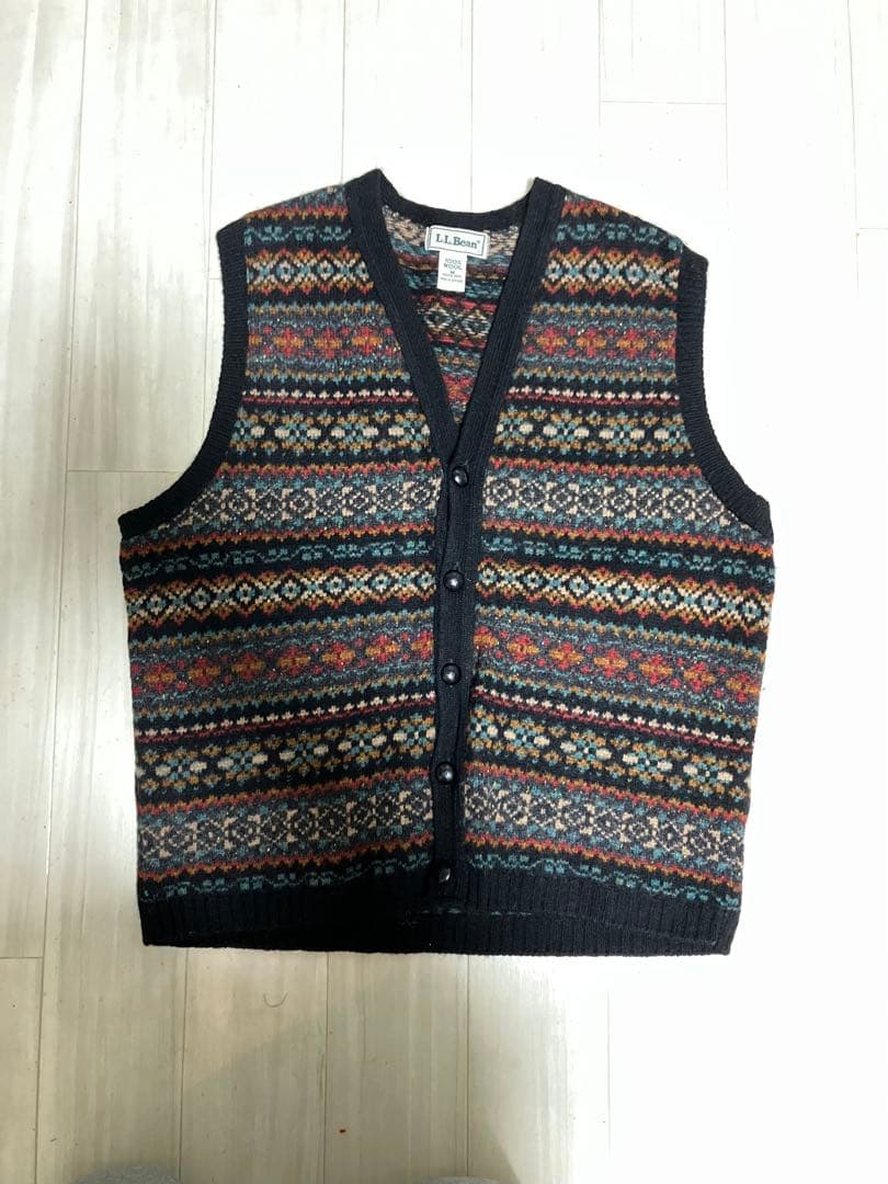 L.L.Bean スコットランド製　フェアアイル柄 ニットベスト