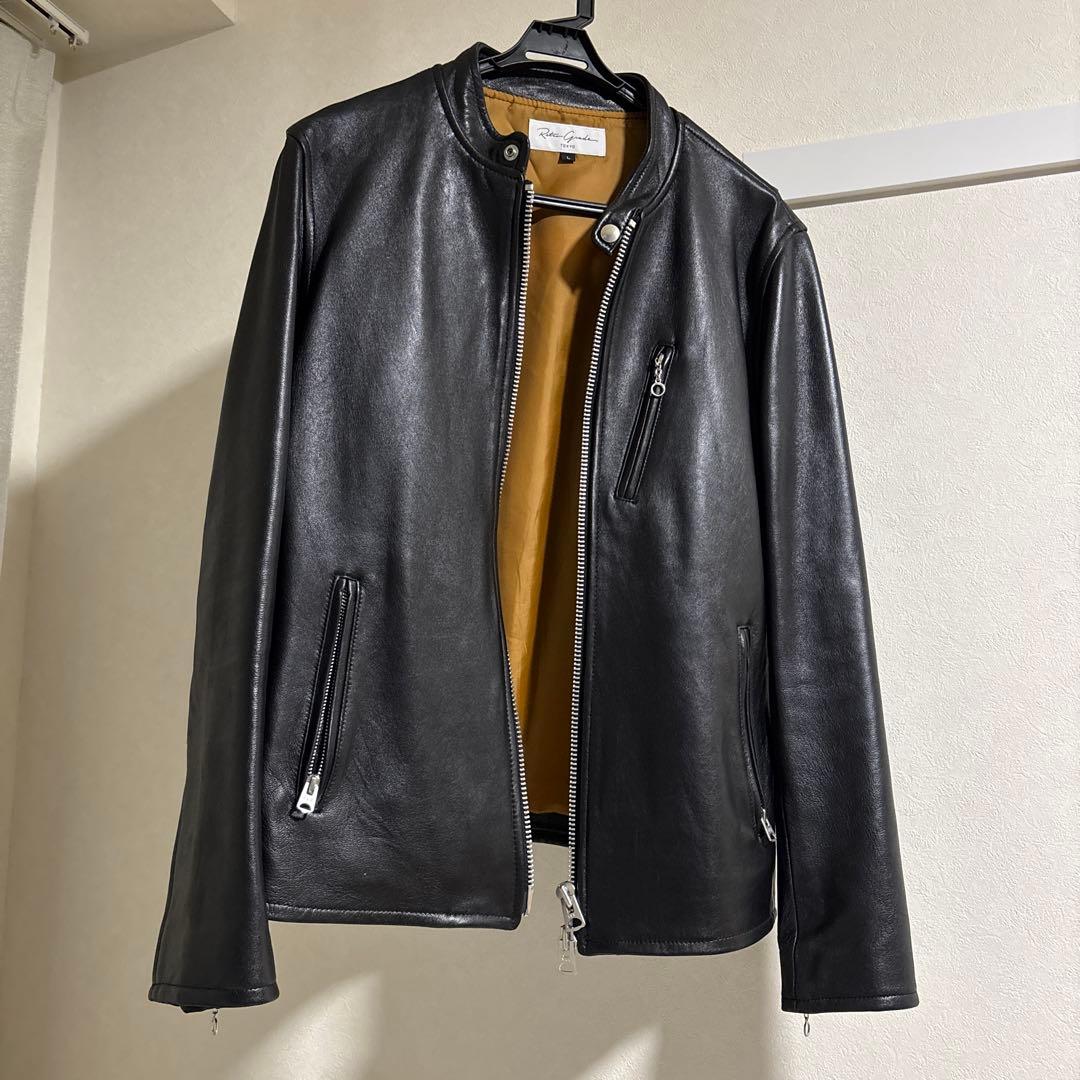 Retro Grande ブラック レザー シングルライダースジャケット L