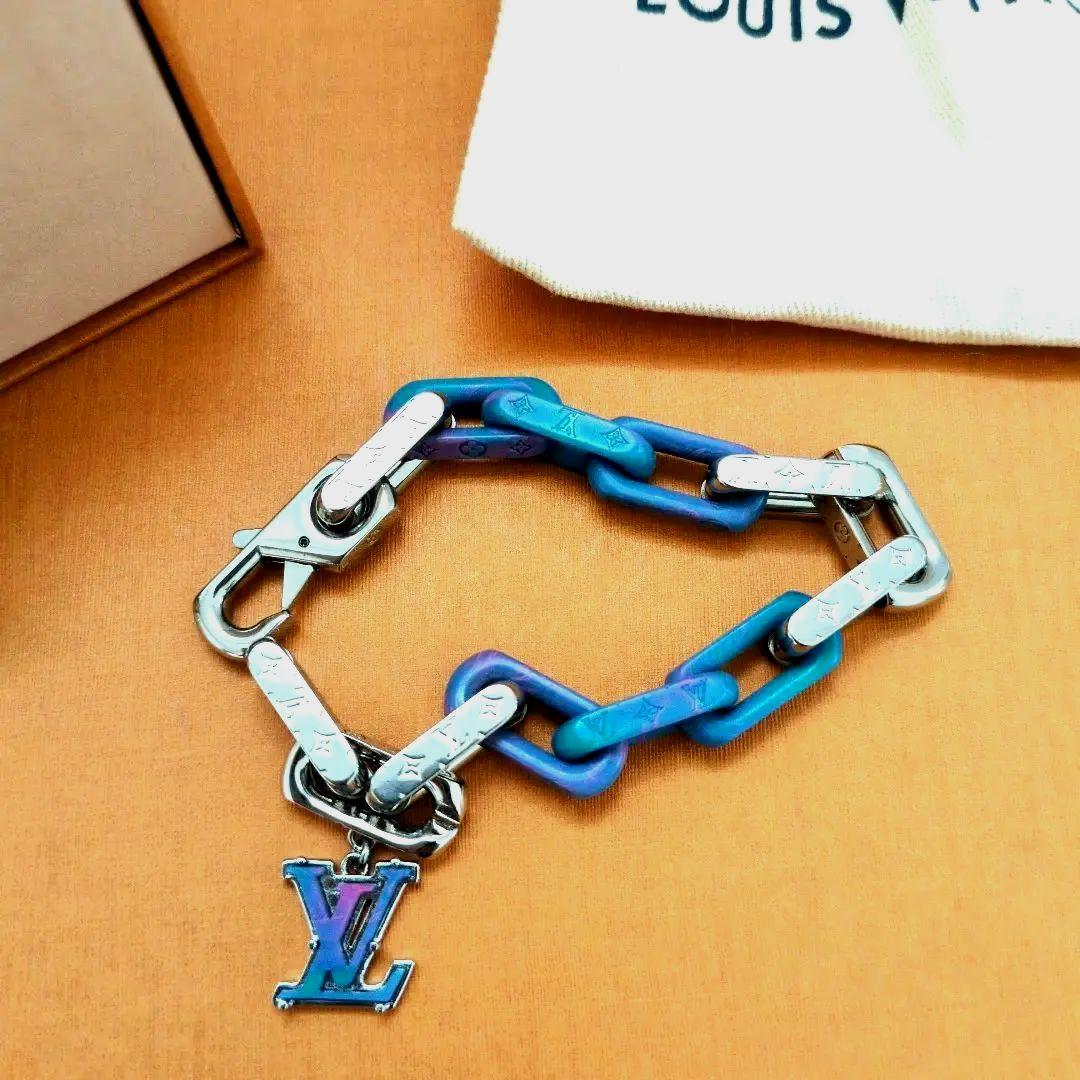 ルイヴィトン　M1229L ブレスレット モノグラムチェーン ブルー