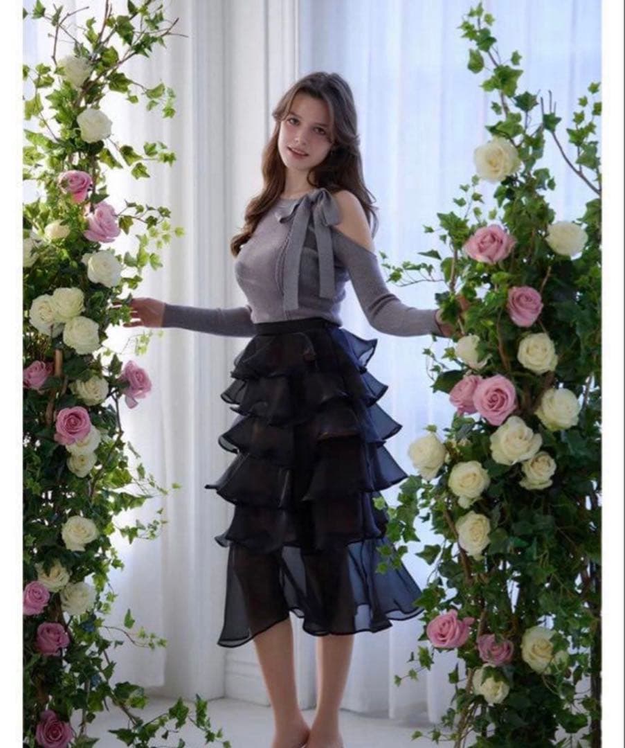 Riu Ribbon tie rib knit グレー　Rちゃんriu 美品 DSF8201_trim.jpg?v=1762146940&