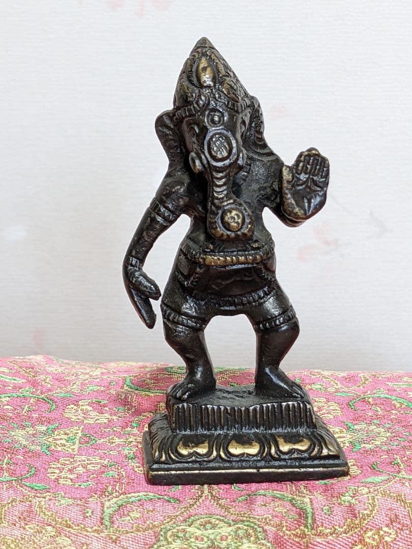 ♦中央アジア インド 仏教美術 ガネーシャ 仏像 古仏 仏具 銅器 唐金 骨董品