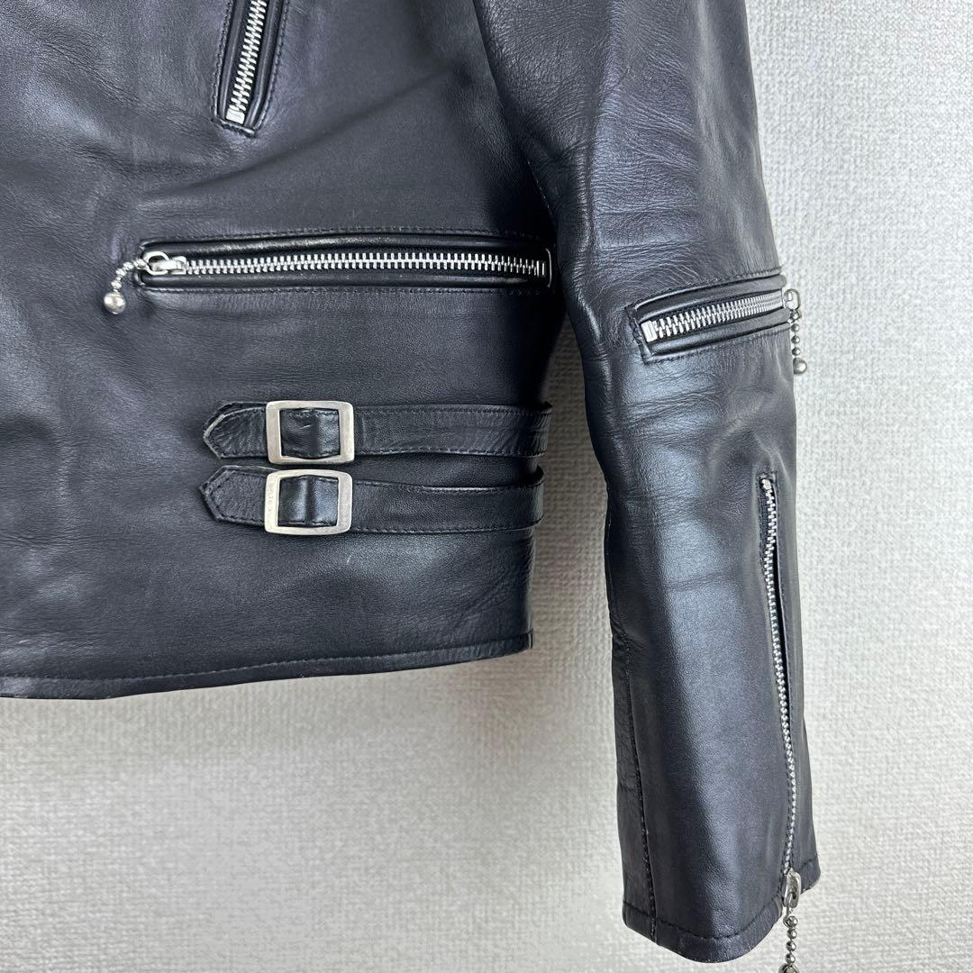 kakuishi 角石 レザー ダブルライダースジャケット 本革 裏地赤 - メルカリ