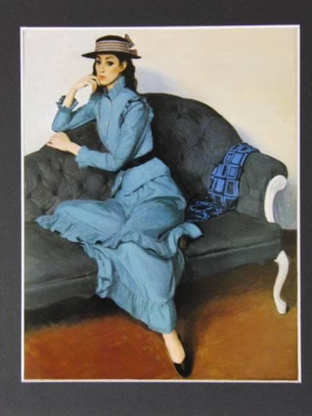 梶 進 「緑のドレス」、限定画集より、藤島 武二、新品額装付