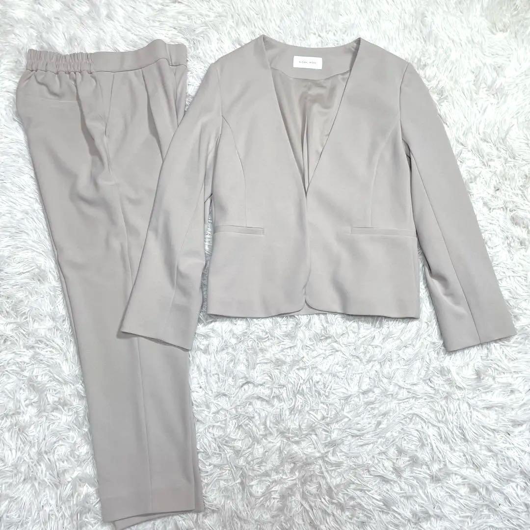 極美品　グローバルワーク　ノーカラー　スーツ　セットアップ　ホワイト　M