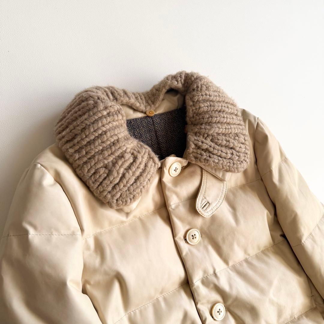 45R 45rpm 馬皮革 ダウン入りジャッケット クリーム カシミヤ付け襟