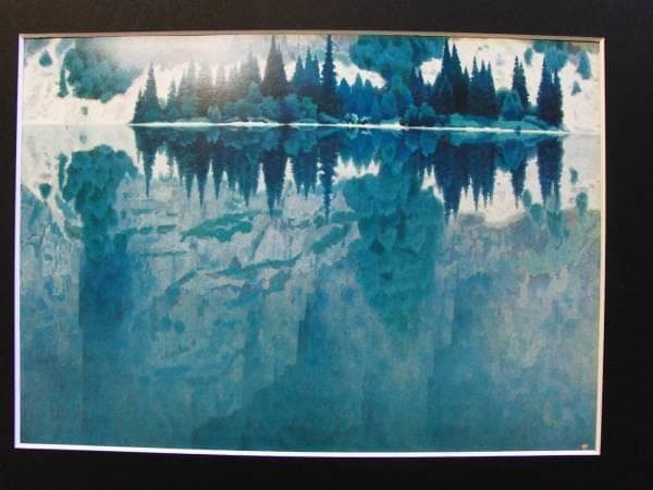 東山魁夷、みづうみ、額装画版集画、版上サイン、新品額装