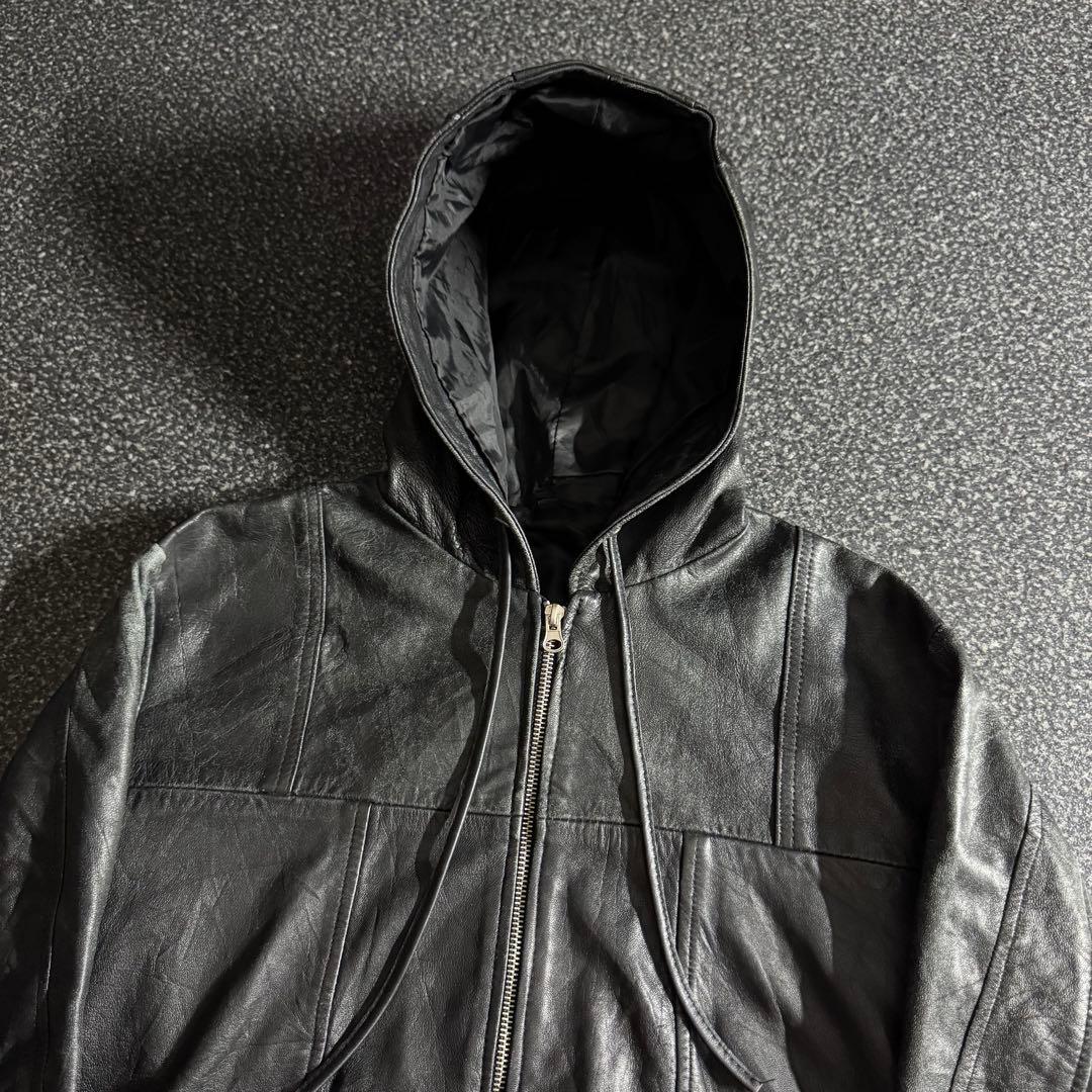 00s darkwear leather jacket hoodie opium - メルカリ