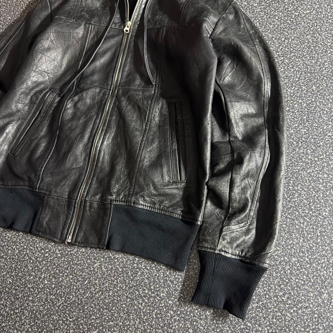00s darkwear leather jacket hoodie opium - メルカリ